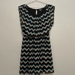 Lily Rose Black and Teal Sleeveless Mini Dress